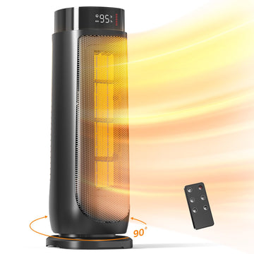 Space Heater, 1500W PTC Ceramic Oscillating Electric Heater,BLACK