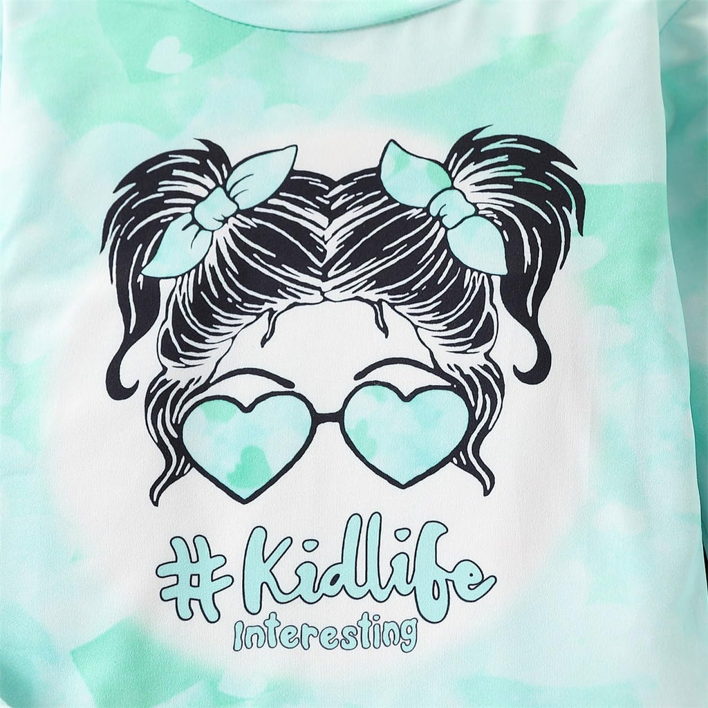 Kids Toddler Girls Clothes Figure Graphic Drop Shoulder Top Pullover Spotted Print Pants Fall Winter Outfit Set