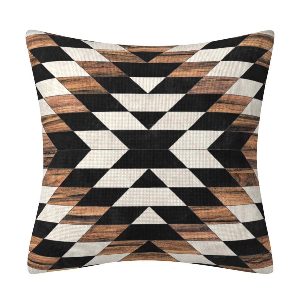 Geometric Black Brown Throw Pillow Cover Farmhouse Decorative Throw Pillowcase Indoor Outdoor Cushion Cover Tribal