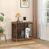 27.2" Dog Crate Furniture with Barn Door, Heavy Duty Dog Kennel Indoor with 2 Doors