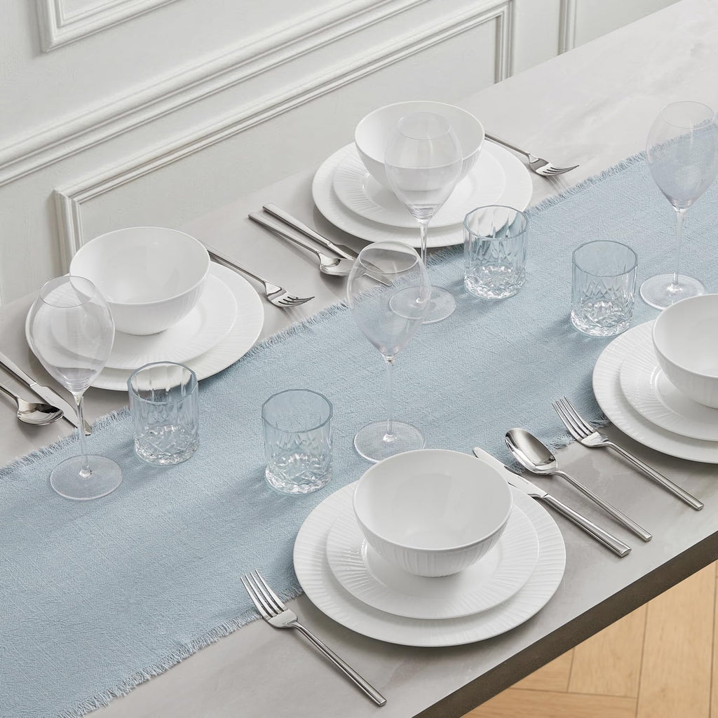 Frayed Edge Table Runner - Light Blue