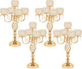 5-Arm Crystal Candelabra Centerpiece 23.2" Tall - Elegant Candle Holder Stand with Crystal Bowl, Chic Table Decor for