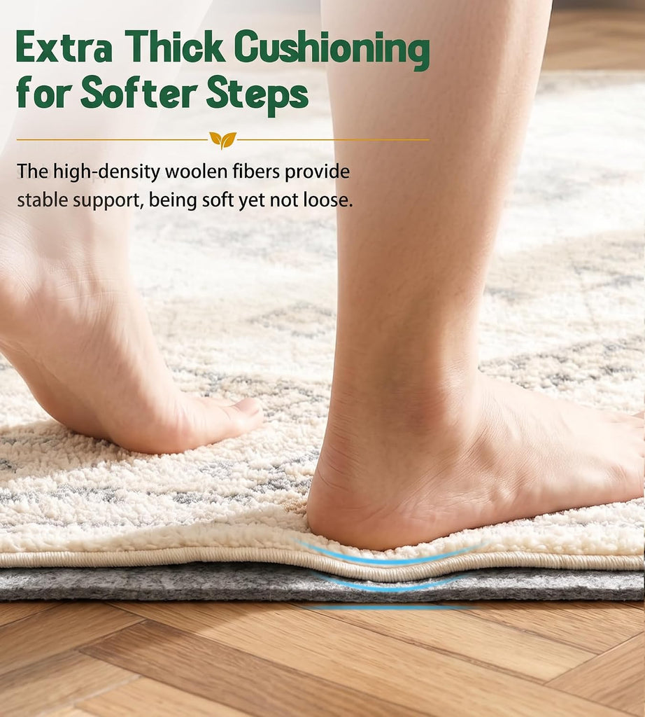Felt Rug Pad 8x10-1/8 Inch Thick Cushion for 8' x 10' Carpet Mat Liner, Protection Cushioning for Hardwood Tile