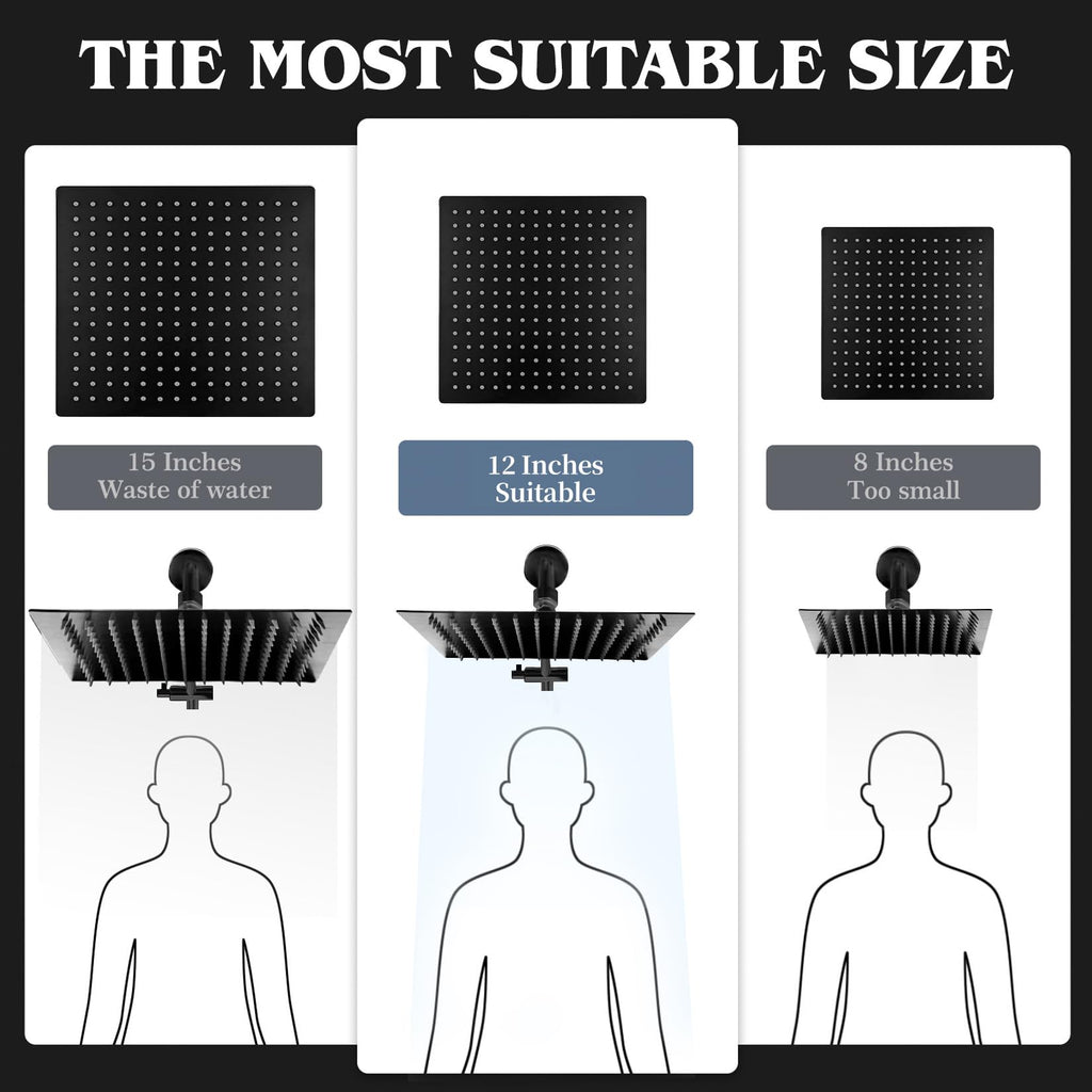 Shower Head, Rain Shower Head with Handheld Spray Combo, 12 Inch Adjustable High Pressure Rainfall Shower Head, Dual