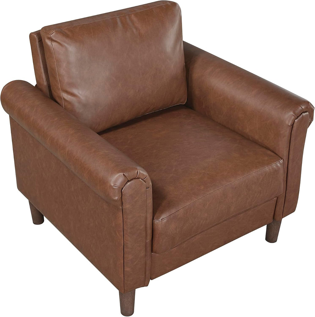 Faux Leather Accent Chair, Single Sofa Chair, Chocolate