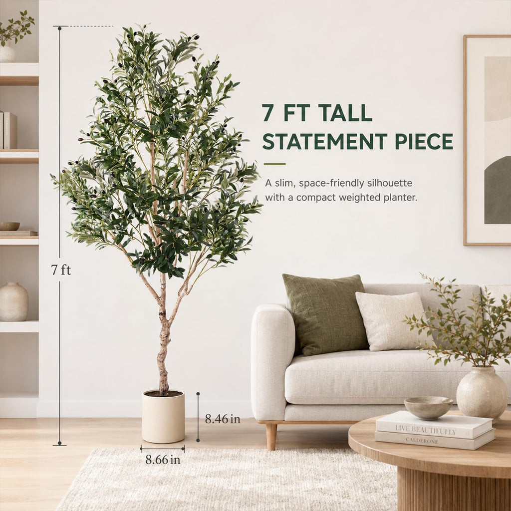 Olive Trees Artificial Indoor 7FT, Upgraded Tall Faux Olive Tree
