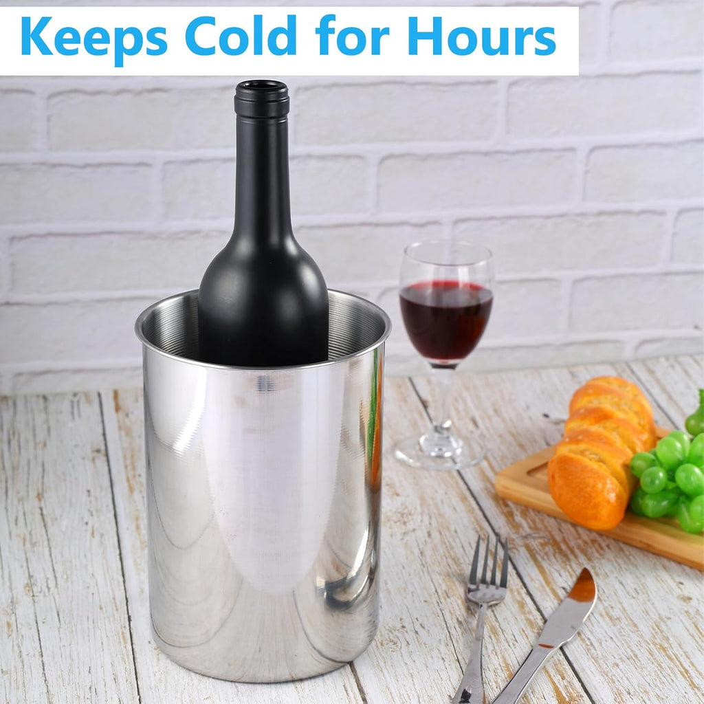 Wine Chiller Bucket 750 ML Champagne Bucket Stainless Steel Wine Chillers for Bottles Keeps Cold for Hours - Set of 6