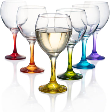 Orion Multi Colored Party Stemmed Wine Glasses, 12 oz, Set of 6
