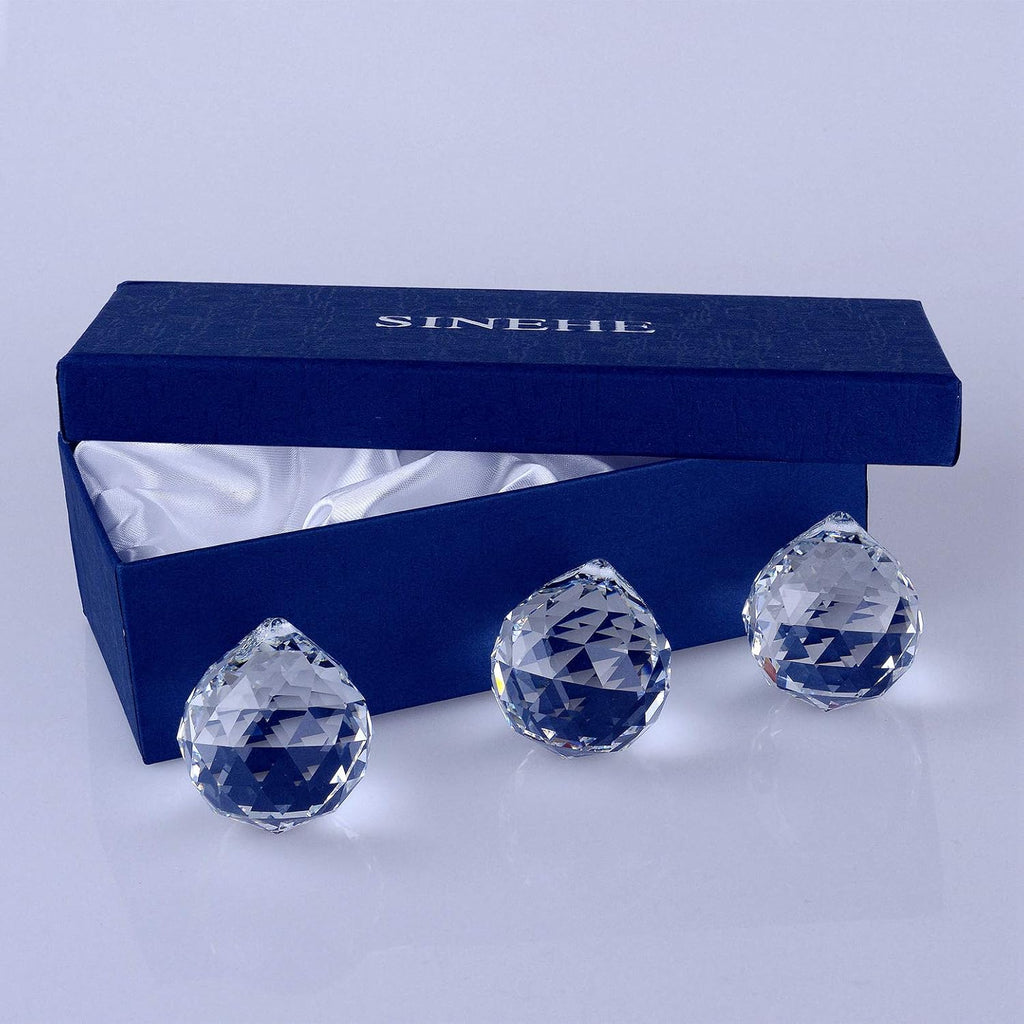 Clear Crystal Prism Ball Suncatchers Window Prisms Suncatcher, 40MM / 3 Pack