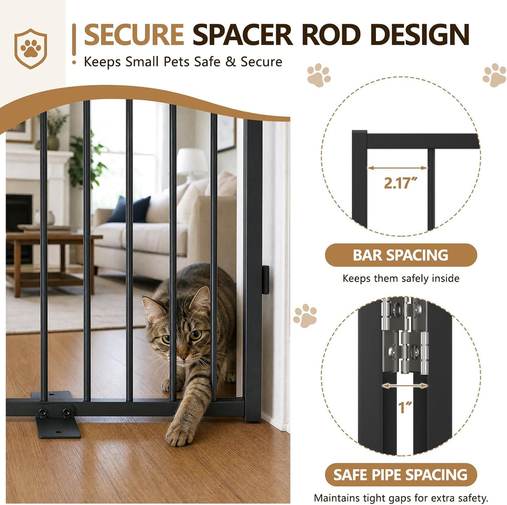 4 Panels Freestanding Dog Gate, 32'' Tall Metal Pet Fence - Black