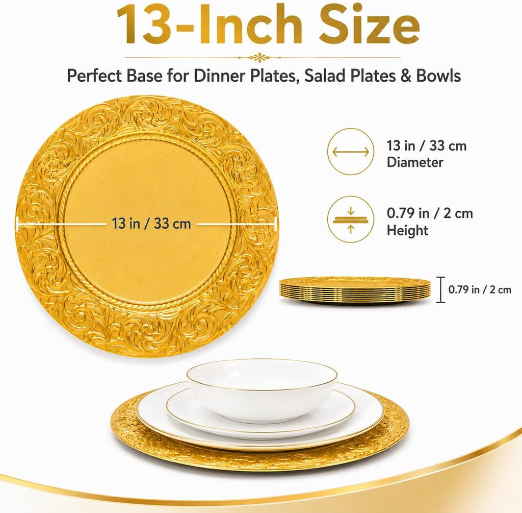 Gold Charger Plates Bulk 100 Pack 13 Inch Charger Plates - Set of 100