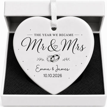 First Christmas Married Ornament 2026, Personalized Mr and Mrs Wedding Gift