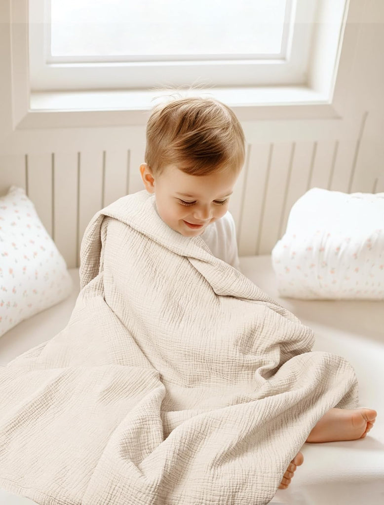 Muslin Baby Blanket Neutral: 100% Cotton Crib Blanket for Toddler