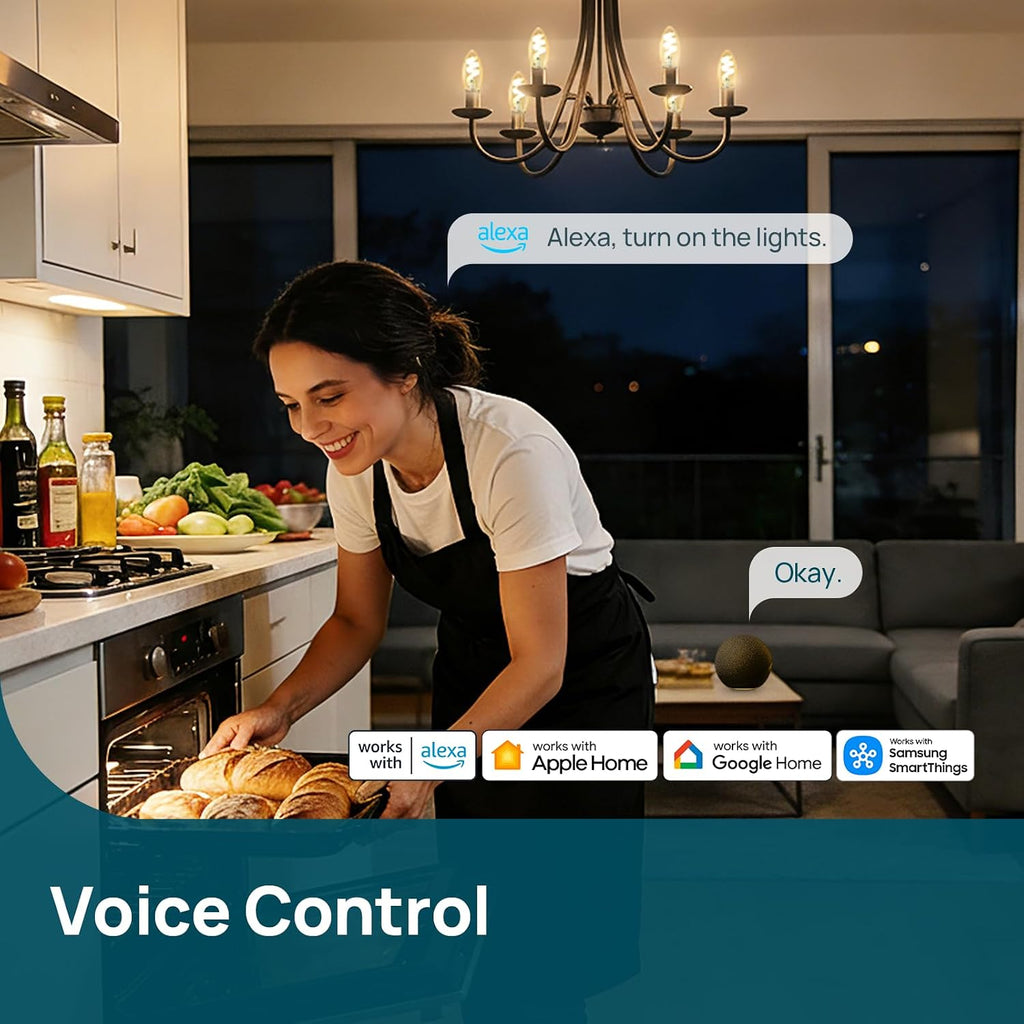 B11 Matter Smart Bulbs with E12 Base, Compatible with Alexa/Apple Home/Google Home