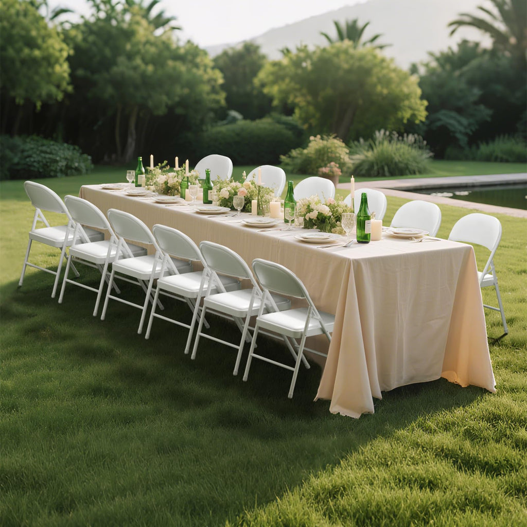 6 Pack White Padded Folding Chairs with Metal Frame