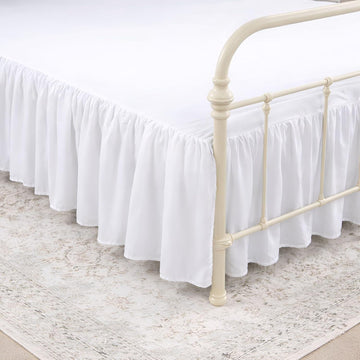 Ruffled Bed Skirt with Split Corners Queen, 100% Microfiber Hotel Quality, 14 Inch Drop Dust Ruffle Gathered Bedskirt