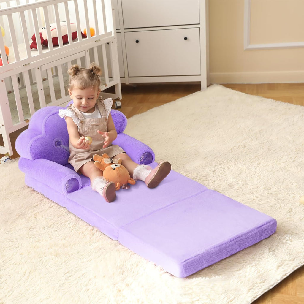Toddler Sofa Chair Comfy, Foldable Princess Couch for Kids Girl