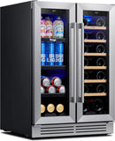 Wine and Beverage Refrigerator - 24 Inch Dual Zone Wine Fridge 60 Can & 20 Bottl