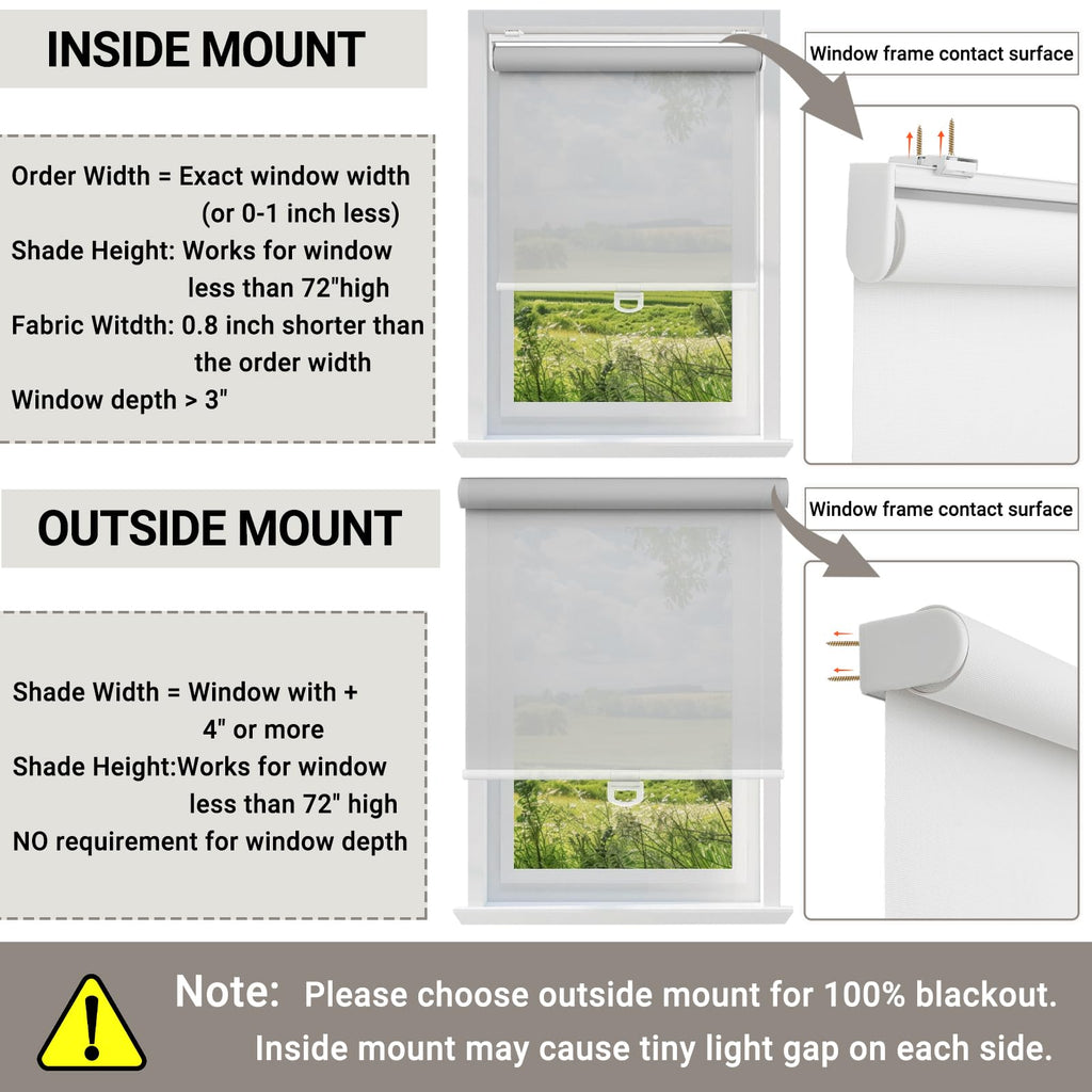 Light Filtering Solar Shades for Indoor Windows, Grey
