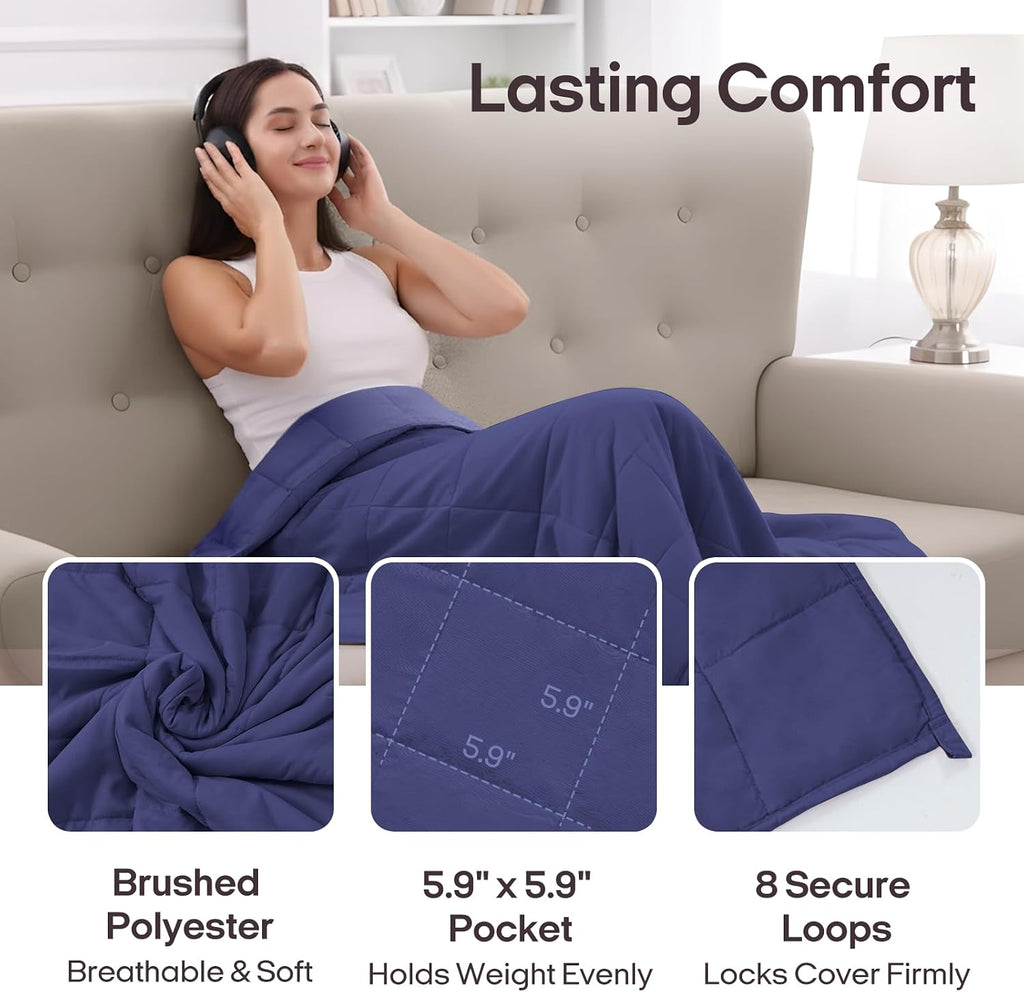 Weighted Blanket for Adults (80"x87", 20lbs, Dusk Blue) | King Size High Breathability Cooling Heavy Blanket, Soft