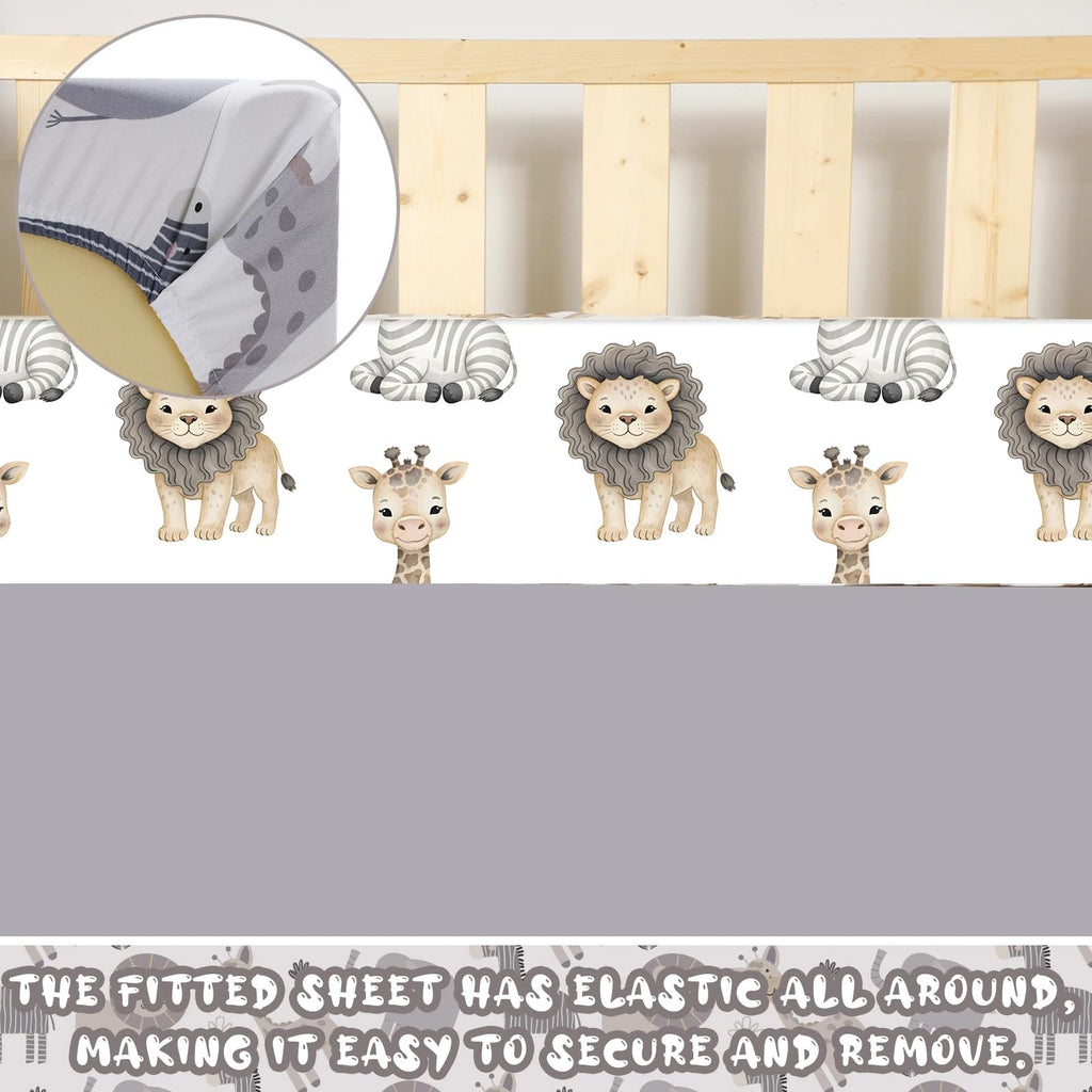 3 Pcs Bear Crib Bedding Set Nursery,Light Blue,Safari