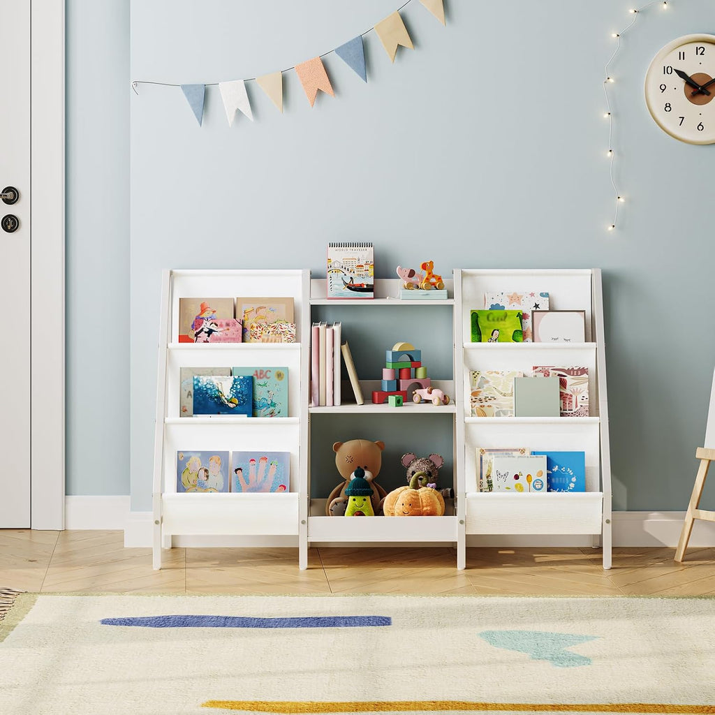 Kids Bookshelf and Toy Organizer, 3-Tier Bookshelf for Kids | Sturdy Kid Bookcase with Storage, Toddler Book Shelf
