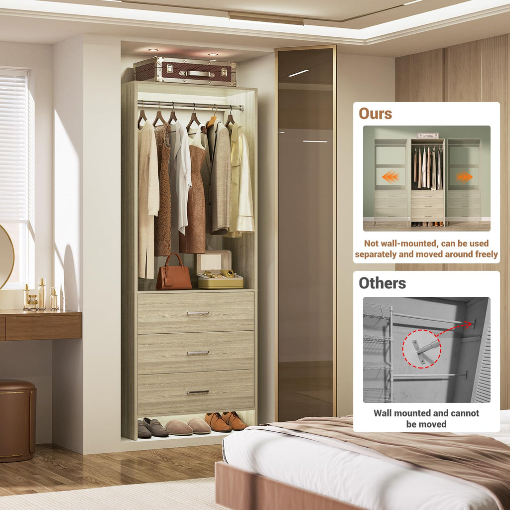 1.8FT Closet System with Drawers, 21.5'' Closet Organizer