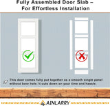 24'' x 80'' 6-Panel Wood Door, Natural Solid Pine Interior Door Slab, Arch Top, Solid Core Wooden Panel w/o Hardware
