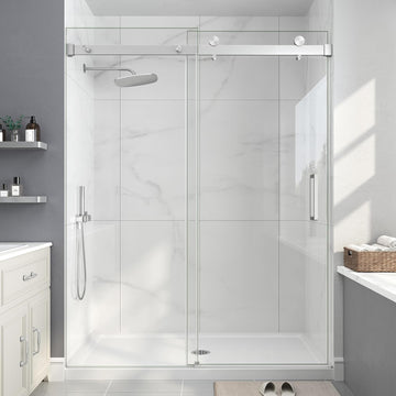 Frameless Shower Door, 43-48" W x 76" H Sliding Glass Shower Door