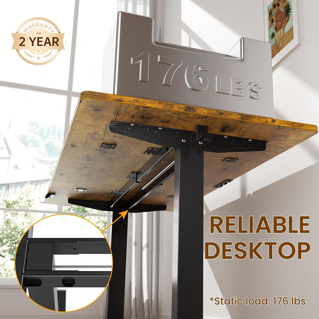 63" x 28" Super Large Standing Desk, Conference Room Tables, Brown | Height Adjustable Electric Computer Desk, Sit to
