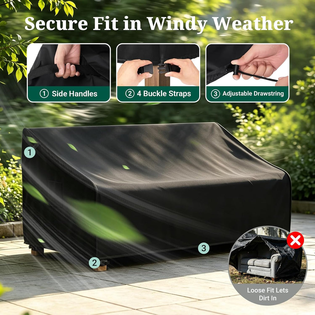 3-Seater Outdoor Couch Cover Waterproof, Patio Furniture Cover for Sofa, Heavy Duty Outdoor Sofa Covers, Polyester &