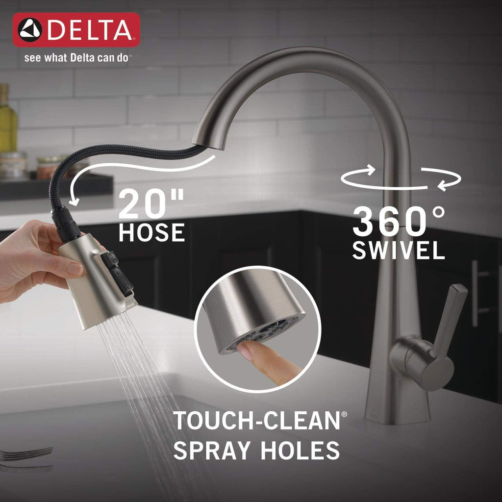 Lenta Brushed Nickel Kitchen Faucet with Pull Down Sprayer, Modern Single Hole Kitchen Sink Faucet, Single Handle