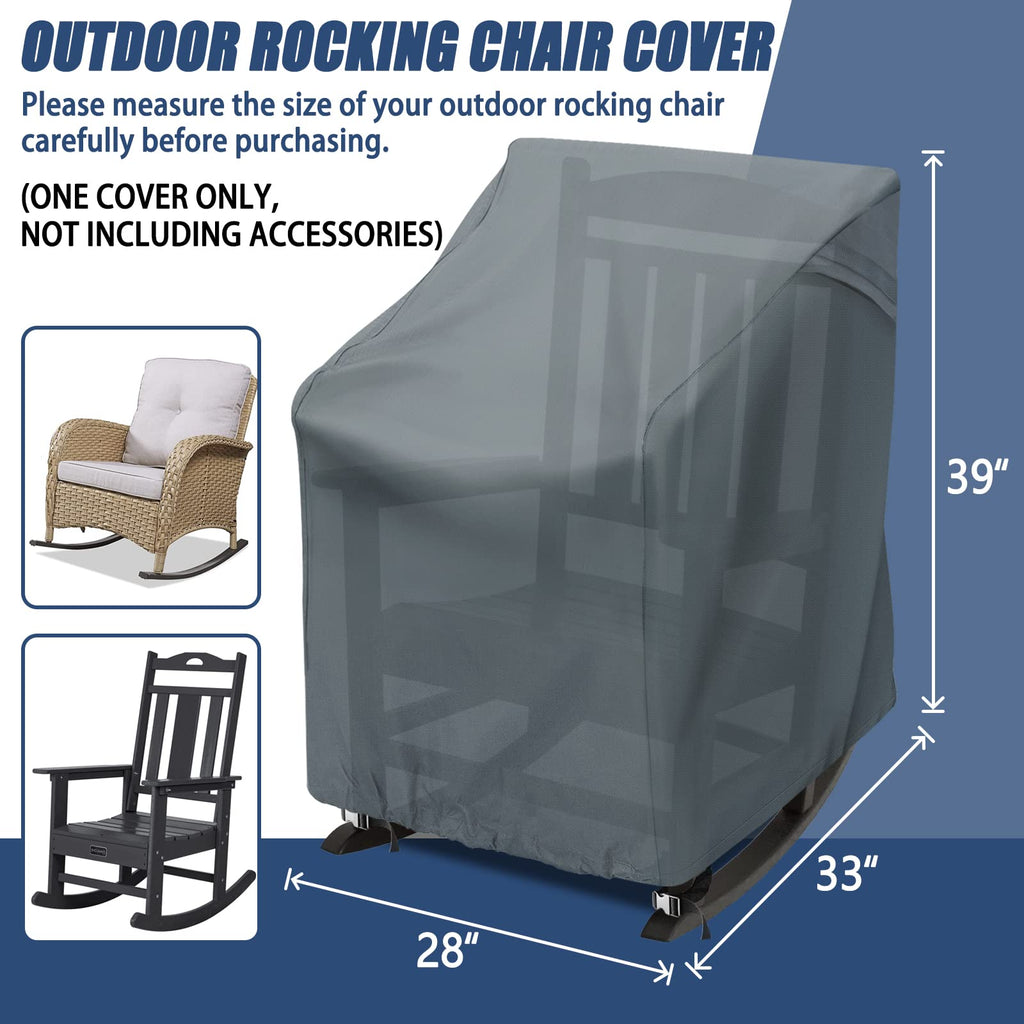 Outdoor Rocking Chair Cover, Waterproof Weather Resistant Patio Chair Cover
