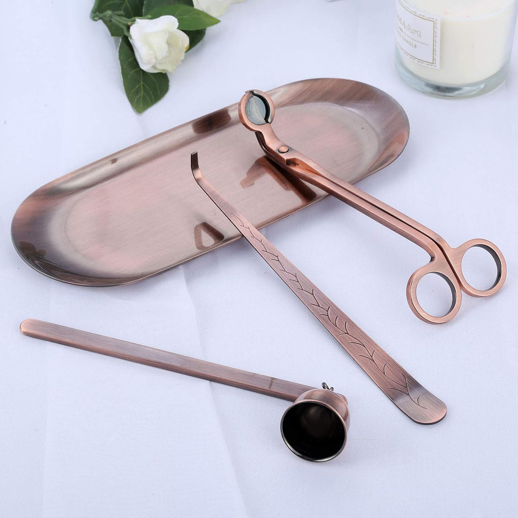 4-in-1 Stainless Steel Candle Care Kit for Candle Lovers, Red Bronze - Set of 4