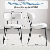 KCC Boucle Dining Chairs Set of 2, Modern Mid-Century Upholstered Stylish Kitchen Chairs Sherpa Accent Diner Chairs