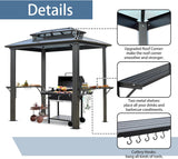 8' x 5' Hardtop Grill Gazebo with Double Roof, Polycarbonate Panels, Aluminum Frame & Galvanized Steel for Patio and Backyard