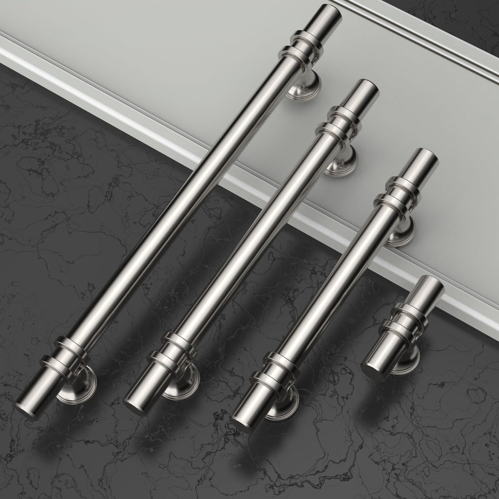 6 Pack 3 Inch(76mm) Brushed Nickel Cabinet Pulls Heavy-Duty Solid Kitchen Cabinet Handles Satin Nickel Drawer