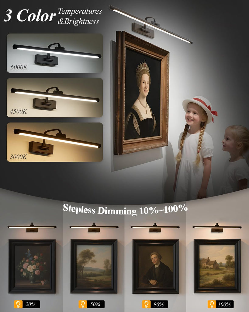 24" Battery Operated Picture Light for Wall,Remote Control