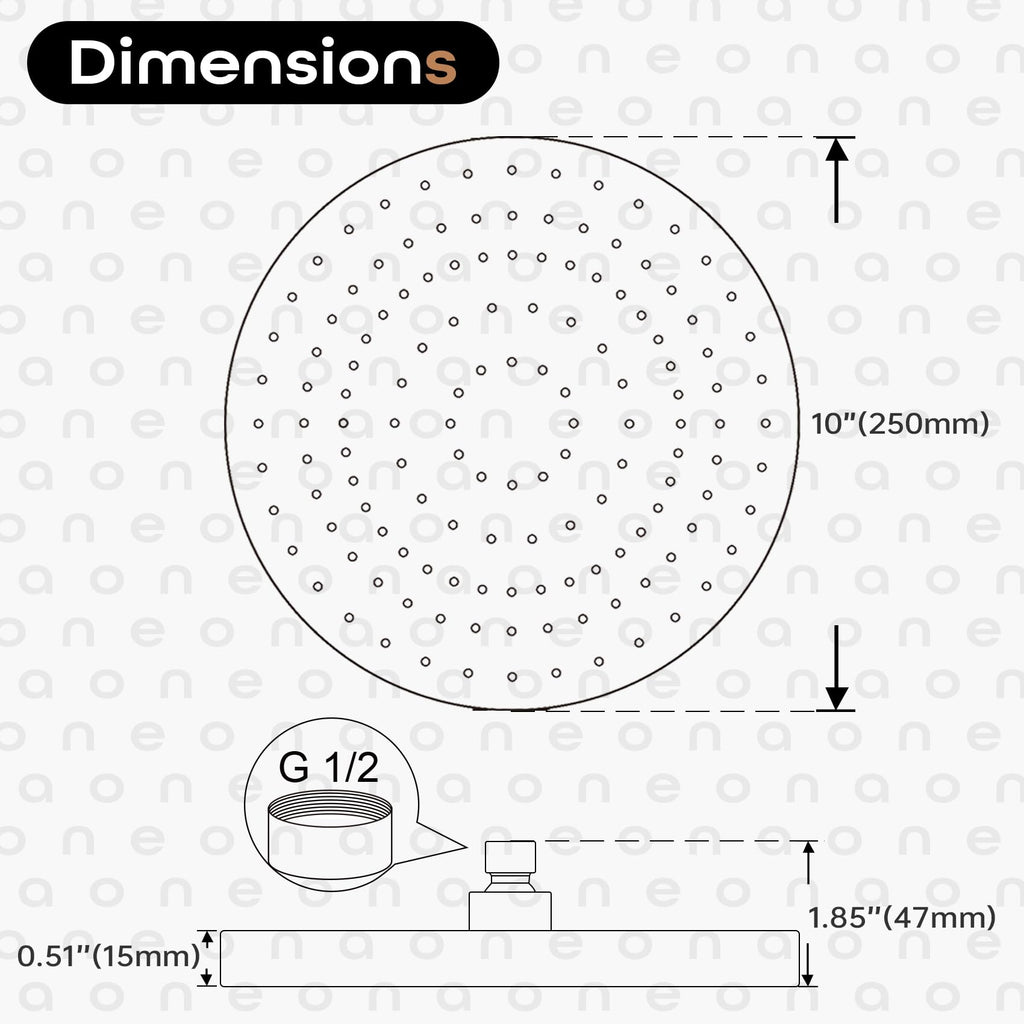 Rained Waterfall Shower Head 10-inch Large Overhead Showerhead High Flow 2.5 GPM with Adjustable Swivel Ball Joint