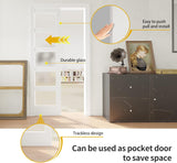 Sliding Pocket Door 32" x 80" - 5 Lites Tempered Frosted Glass Panels, Interior & Closet Single Door