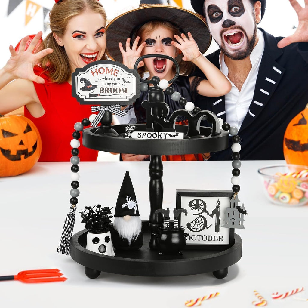 Halloween Decorations Farmhouse Tiered Tray Decor - Set of 8