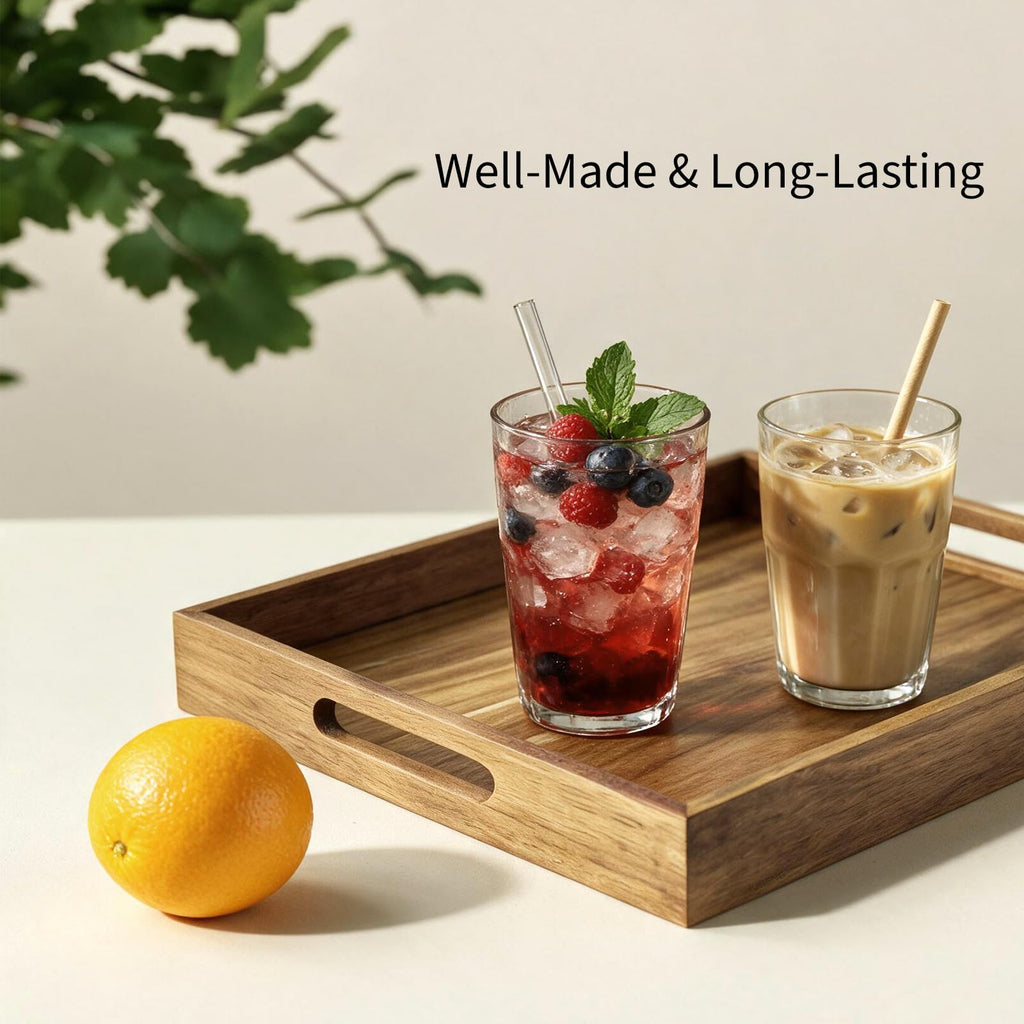 Acacia Wood Serving Trays with Handles