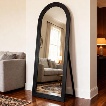 Large Mirror Full Length 71"x30" Floor Wood Frame Full Body Mirror with Stand Black