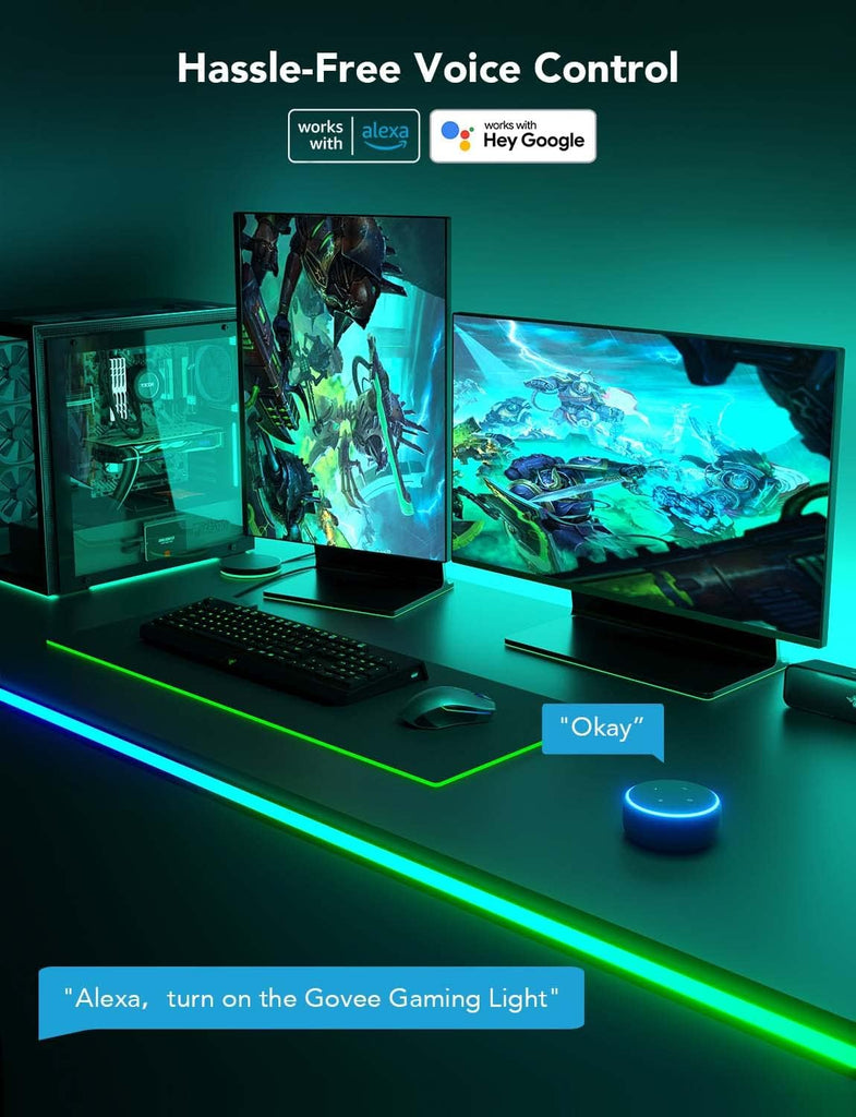 LED Neon Rope Lights, 10ft Gaming Lights for Gaming Desks | LED Strip Lights Syncing with Razer Chroma, Support