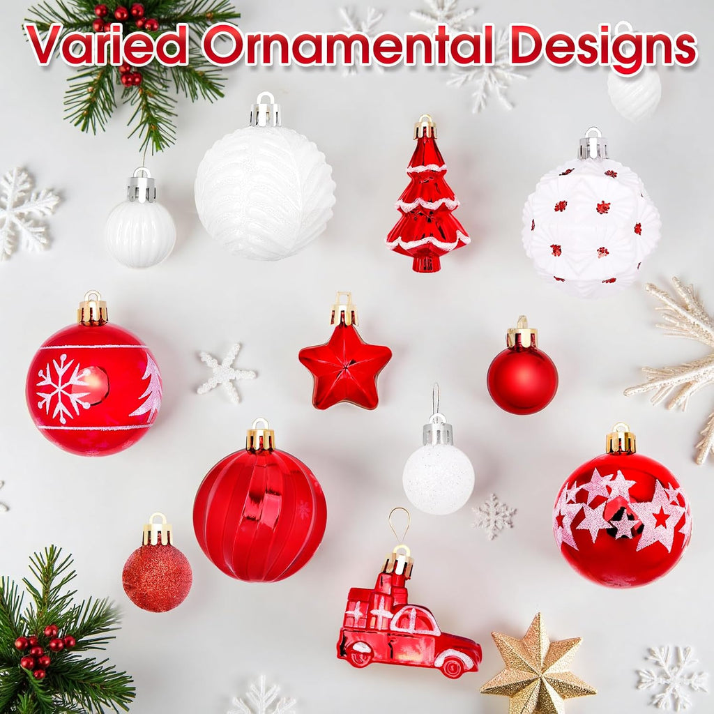Christmas Ornaments, Various Styles of Christmas Ball Ornaments, Shatterproof Christmas Balls for Holiday Xmas - Set of 42