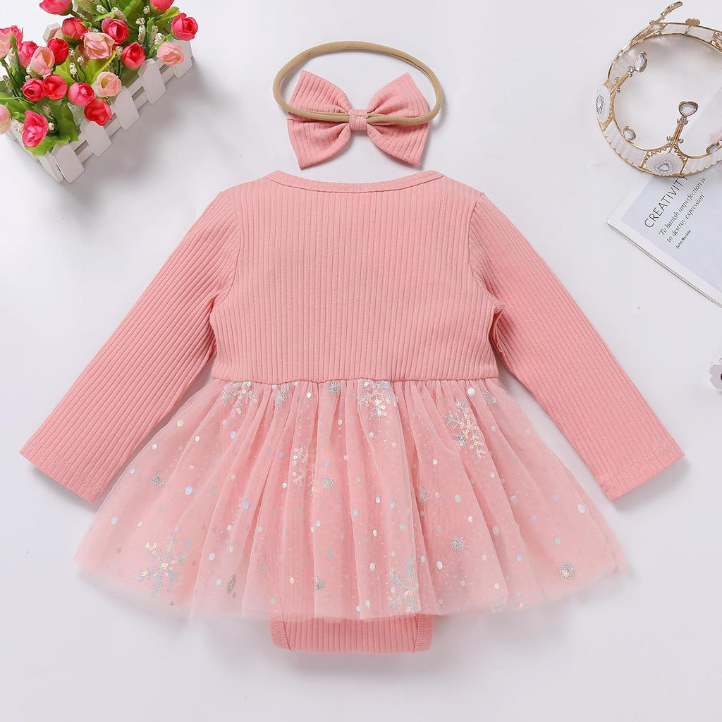 Baby Girl 1st Birthday Outfit Fall Pumpkin Winter Snowflake One Romper Sparkle Dress Headband Cake Smash Photo