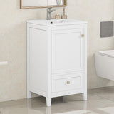 Bellemave 20-inch Solid Wood Bathroom Vanity with Sink, Free Standing Cabinet, Soft Closing Door, Storage Rack