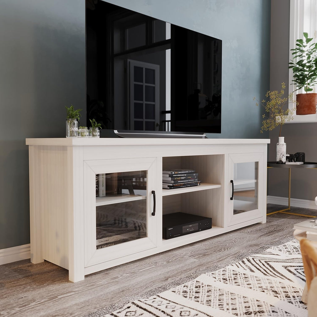65" TV Stand, up to 80" TVs, White Wash