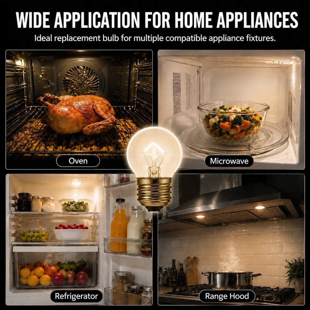Oven Light Bulb G45, 40W 120V 415Lumen Appliance Light Bulbs