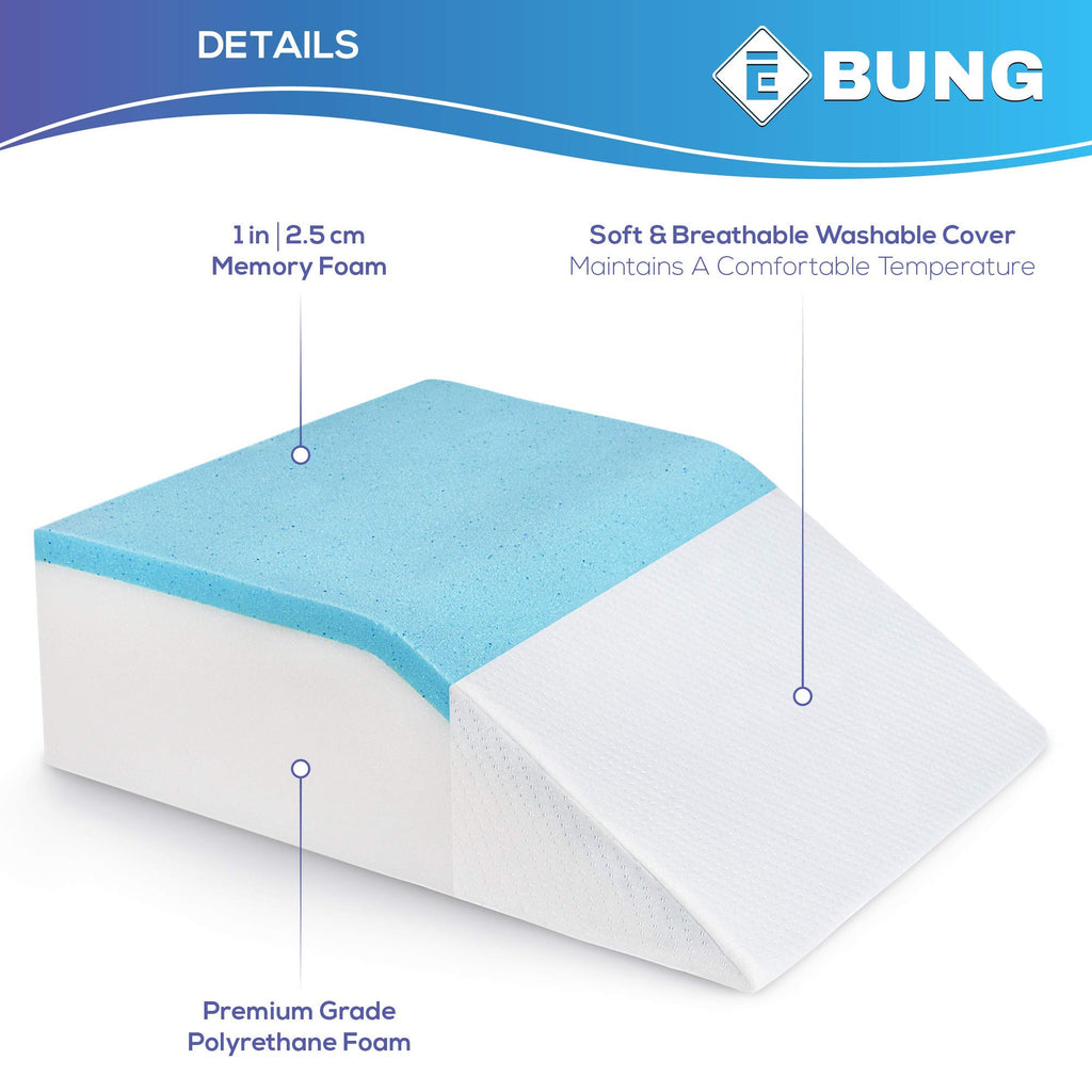 Leg Pillow Memory Foam - Cooling Gel Leg Elevation with Removable Cover for Swelling, Circulation, and Pain Relief